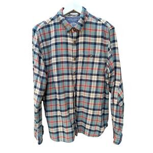 Flannel Shirt Plaid Long-Sleeve Men's Size XL